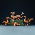 青龙 白虎 玄武 朱雀 紫铜四神兽摆件家居办公室桌面工艺品铜摆设