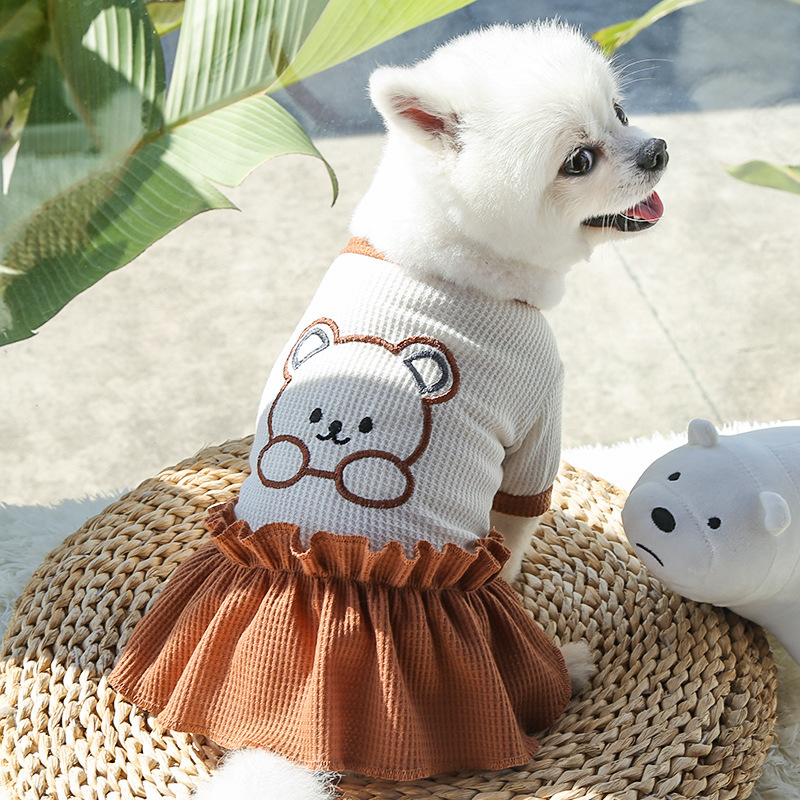 Camiseta con falda para mascotas, camiseta para parejas, osito de peluche, ropa para perros medianos_voghion.com