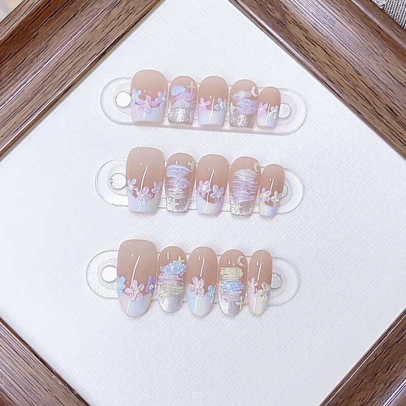 Dai Yueda Hand-Dressed Jia Spring and Summer New Oil Painting Small Flower Hand-painted Gypsum Colorful Petals Cat's Eye Nail Art