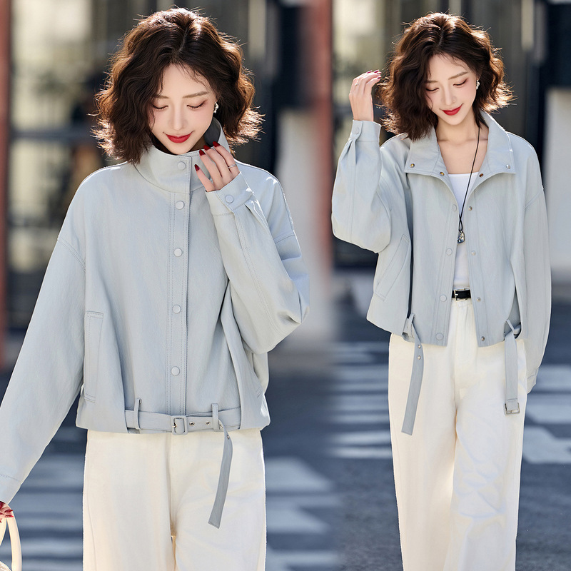 2026 Spring New Short Leather Jacket for Women, Petite, Stylish, Casual, Youthful, Made of Sheepskin