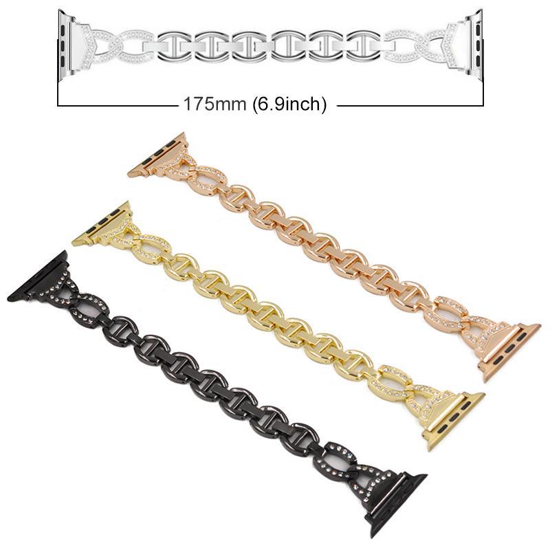 Correa de acero inoxidable con diamantes para Apple Watch 42 - 49mm S10 generación general suministro directo de fábrica