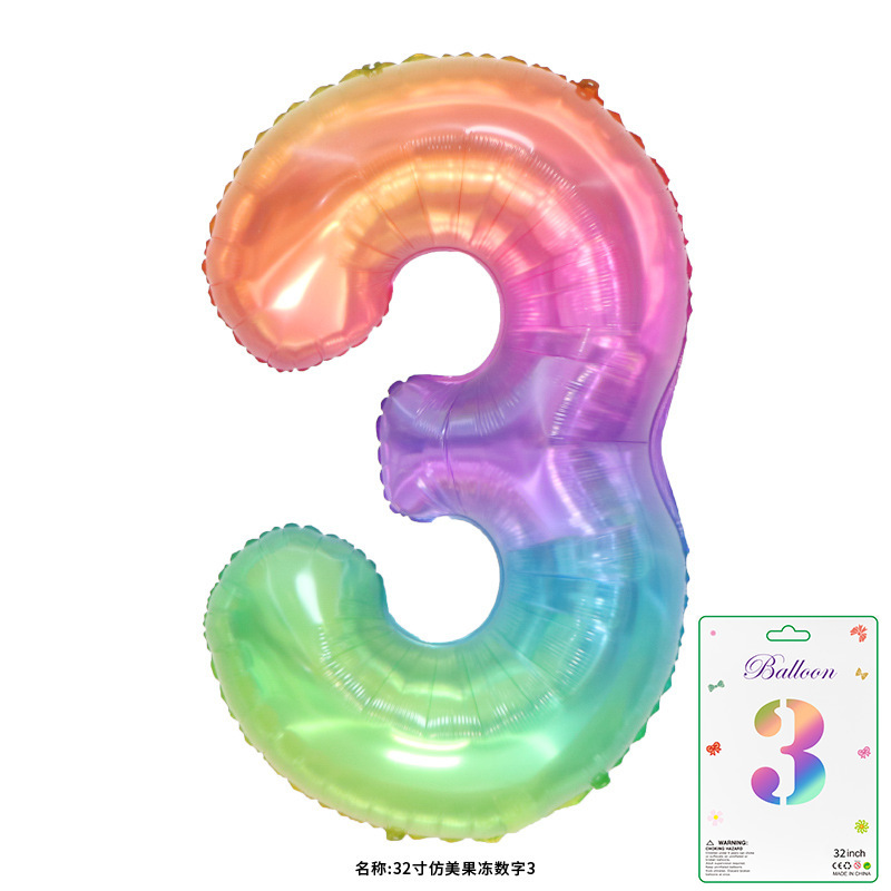 32寸卡装美版数字0到9气球儿童生日派对装饰婚庆婚房布置数字气球|undefined