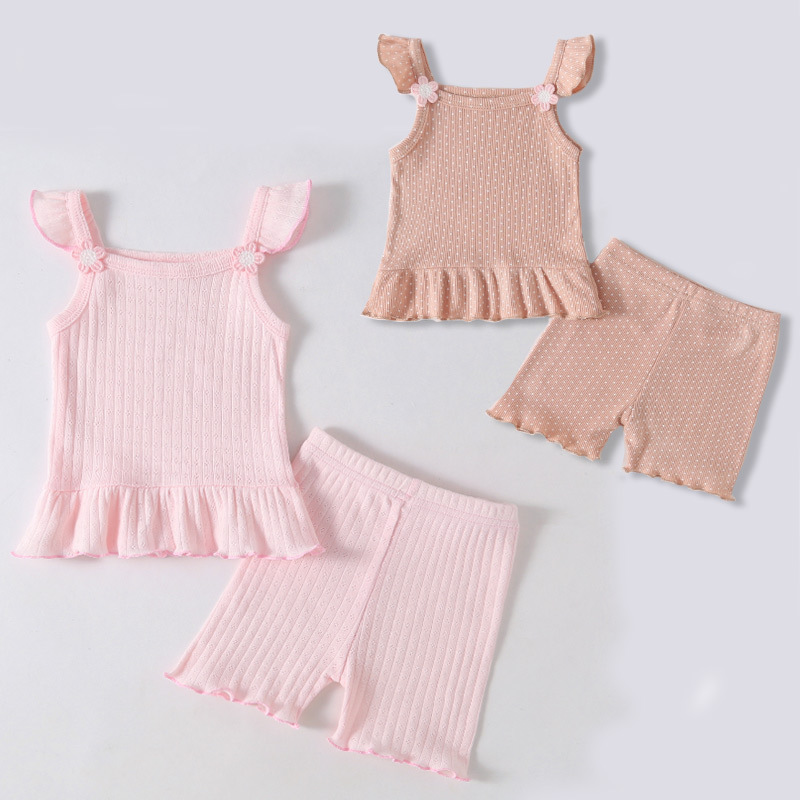 女童夏装套装两件套女宝宝短袖夏季提花套装童装甜美Baby clothes