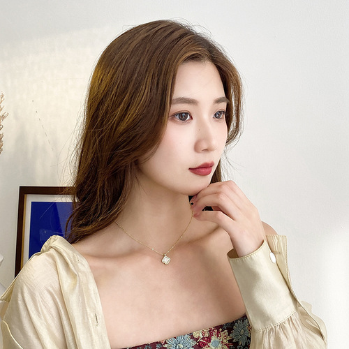 Clover necklace for women  Korean style simple and fashionable summer versatile clavicle chain accessories bestie jewelry