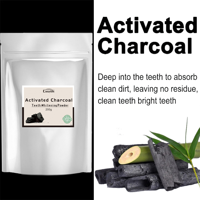 Crazylife Black Carbon Bamboo Charcoal Powder Natural Activated Tooth Cleanser 200g 1_voghion.com