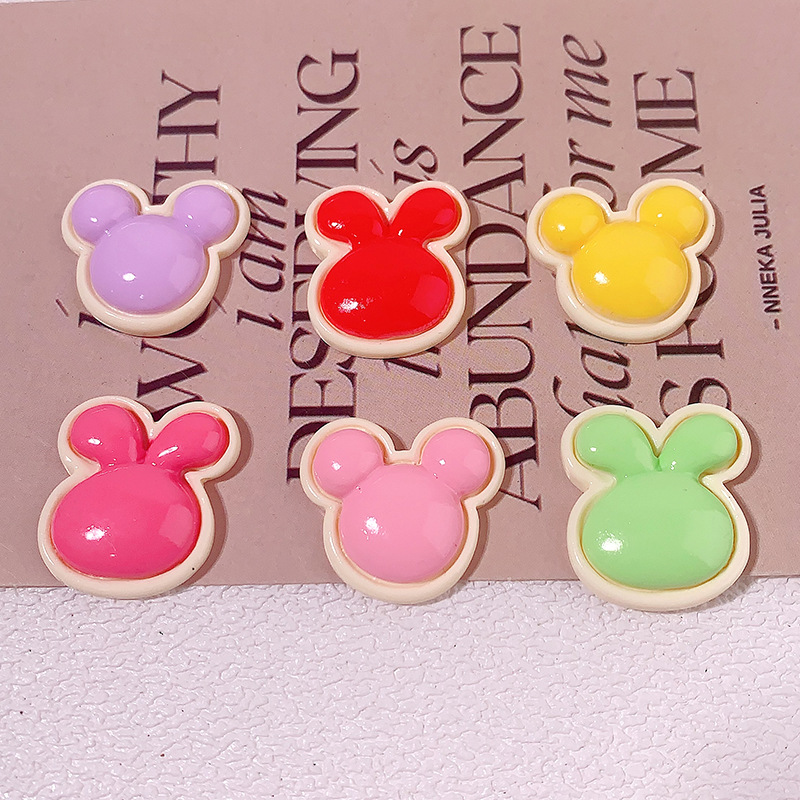 Nuevo dibujo animado trazado pequeño Mickey diy accesorios de resina tocado clips de cabello crema goma botones de zapatos materiales hechos a mano al por mayor