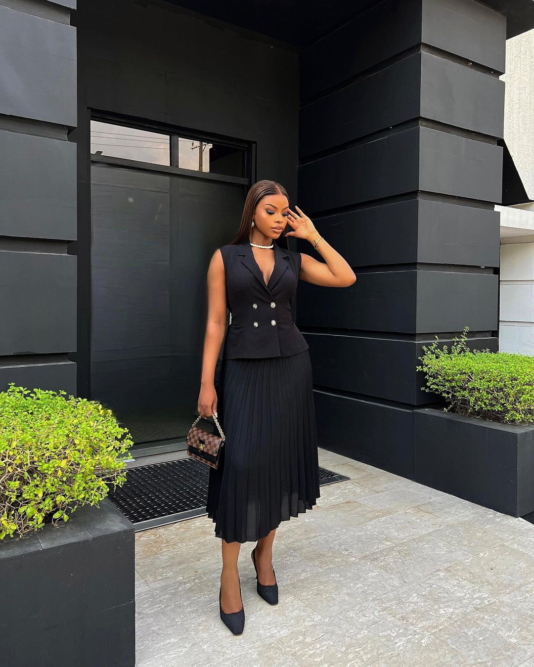Button Design Business Women's Formal Solid Color Polyester Button Skirt Co-ord Set Skirt Sets