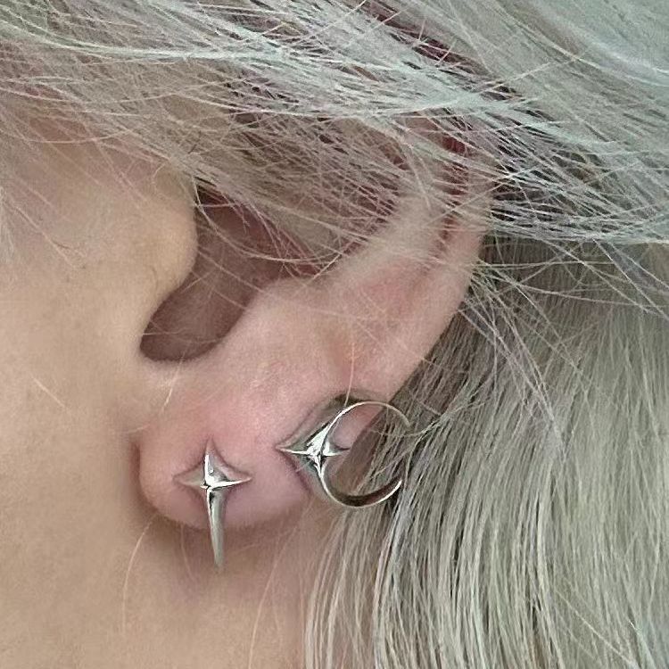 Niche Simple Logo Earrings High-grade Personality All-match Men's and Women's Star Moon Earrings Ins Trendy