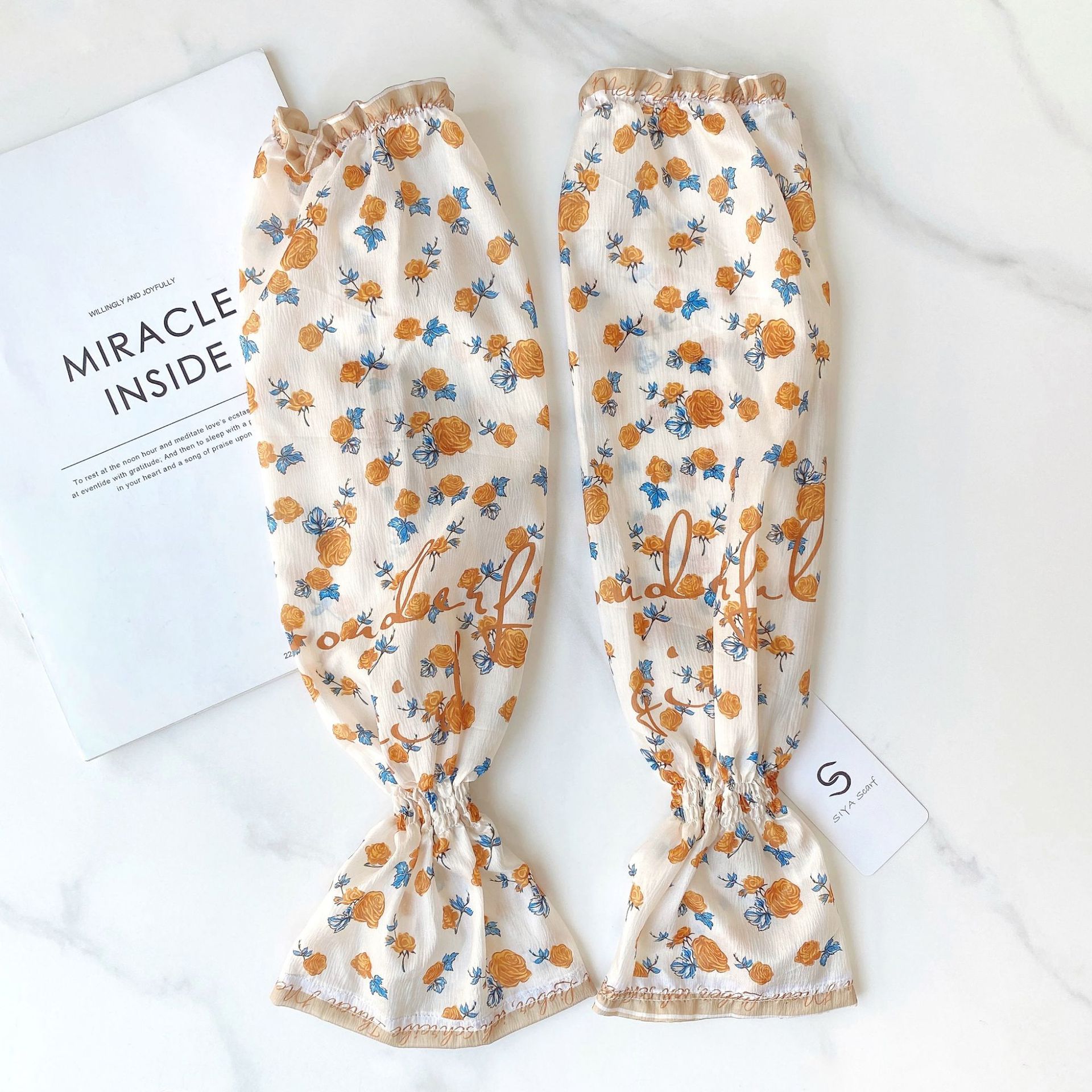 INS elegante floral gasa protección solar manga de hielo decoración de conducción al aire libre protección solar manga de brazo