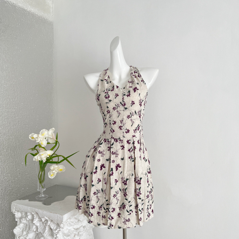 Schnei 2026 Summer New Style Wisteria Flower Branch Linen V-Neck Floral Dress for Women, Summer Waist-Cinching Sleeveless Strap Dress Schnei 2026 Summer New Style Wisteria Flower Branch Linen V-Neck Floral Dress for Women, Summer Waist-Cinching Sleeveless Strap Dress