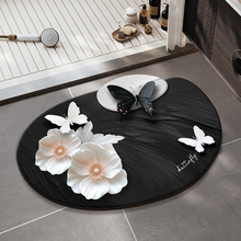 仿3D立体蝴蝶花卉地垫吸水防滑卫生间地垫浴室淋浴房耐脏脚垫地垫