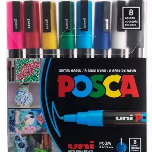 Набор маркеров (UNI POSCA PC серия) PC‑1M/3M/5M — различные размеры наконечников, наборы цветов
