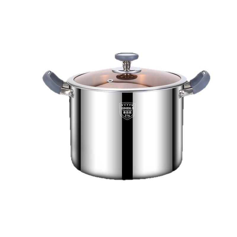 316 acero inoxidable olla de cocción de olla de cocción de alta capacidad de grado alimenticio sin remaches, horno electromagnético especial de olla de cocción de cocción de alta capacidad