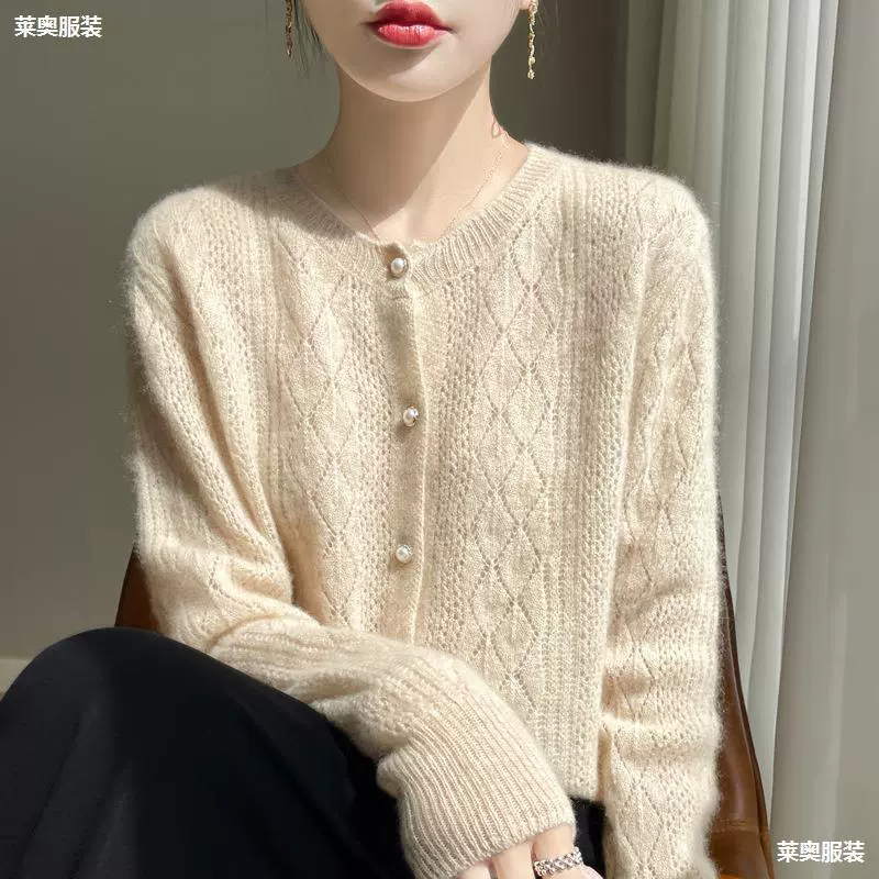 Корейские полые 100 шерстяные кардиганы женские с длинным рукавом