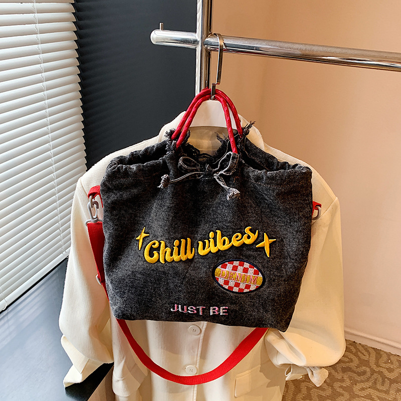 Bolso Tote de mezclilla estampado de diseño de nicho