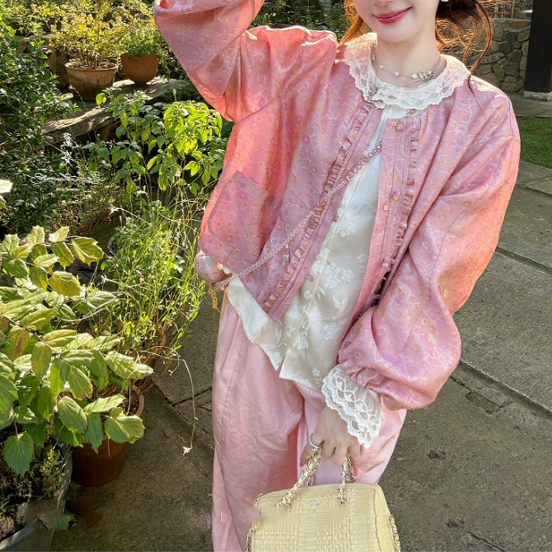 Light and Shadow Flower Goddess Dark Pattern Light Sensation Casual Workwear Pants for Women, Early Autumn Petite Pink Scythe Pants Two-Piece Set 2026 Light and Shadow Flower Goddess Dark Pattern Light Sensation Casual Workwear Pants for Women, Early Autumn Petite Pink Scythe Pants Two-Piece Set 2026