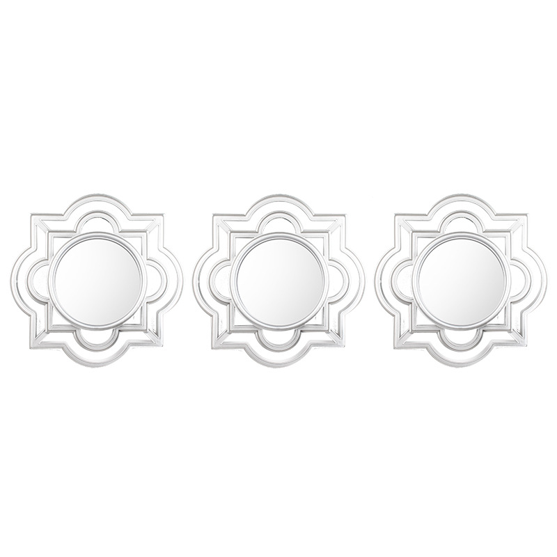 Espejo decorativo moderno anticuado de plástico, marco hueco tridimensional, espejo de pared retro para hogar/sala