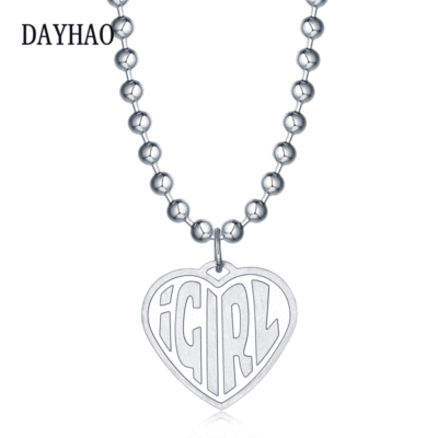 DAYHAO不锈钢复古定制字母爱心项链圆珠网红嘻哈钛钢锁骨链休闲链|ms