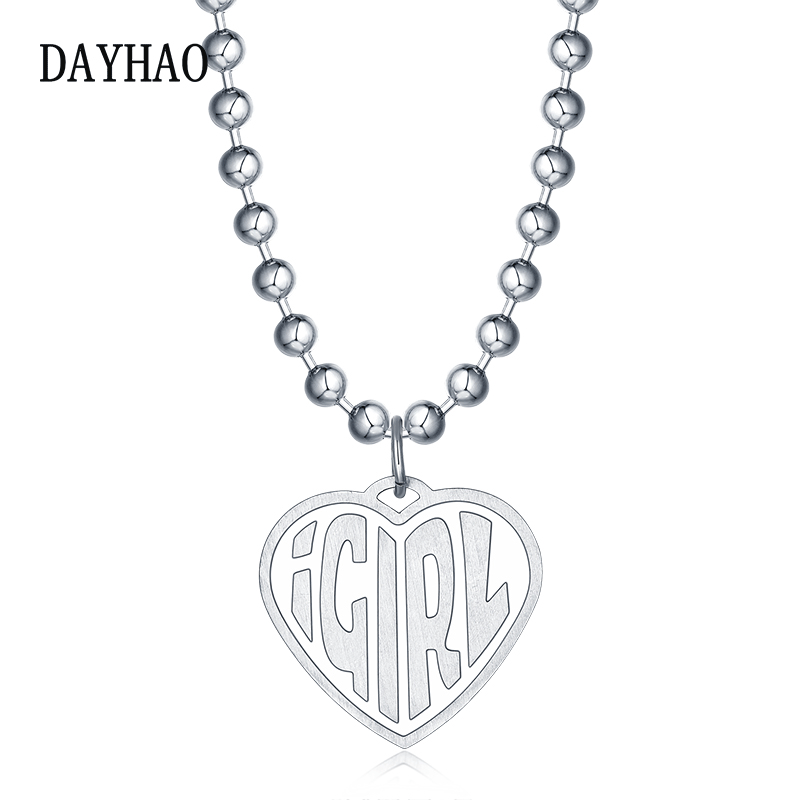 DAYHAO不锈钢复古定制字母爱心项链圆珠网红嘻哈钛钢锁骨链休闲链|ms