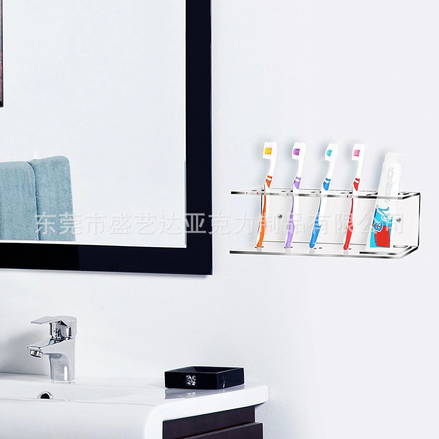厂家定制亚克力4位牙刷展架商场牙膏陈列电动牙刷家居卫浴展示架