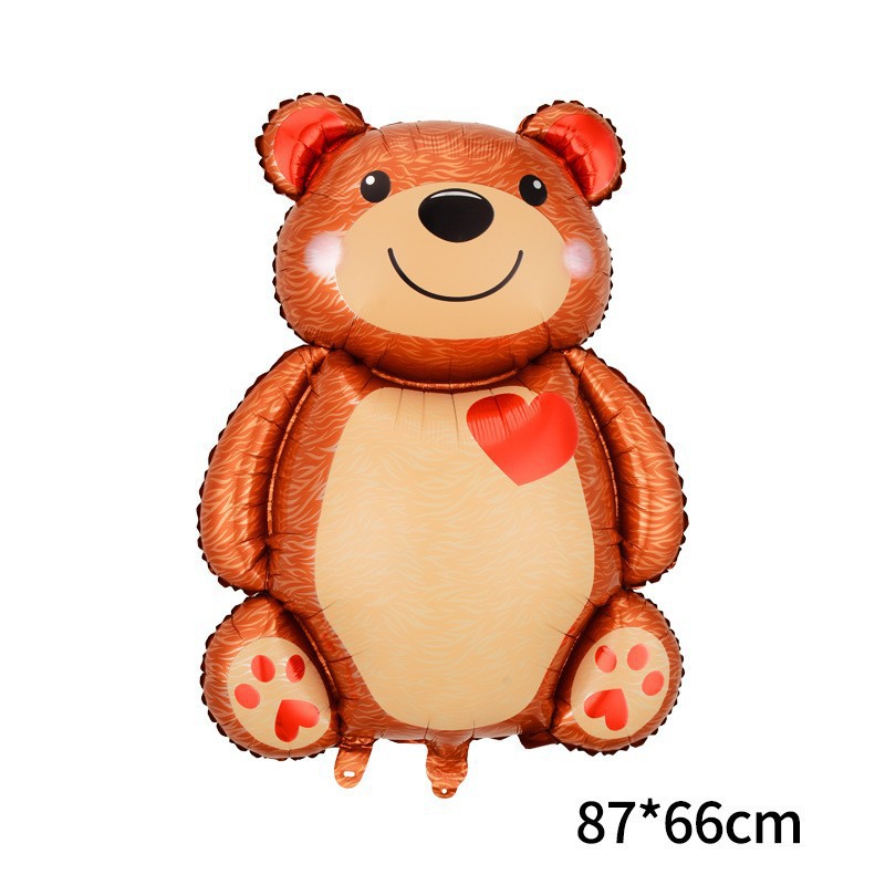 Decoración de San Valentín de Amazon, globo en forma de corazón, oso de dibujos animados, corazón de amor unido, globo de San Valentín, globo de aluminio