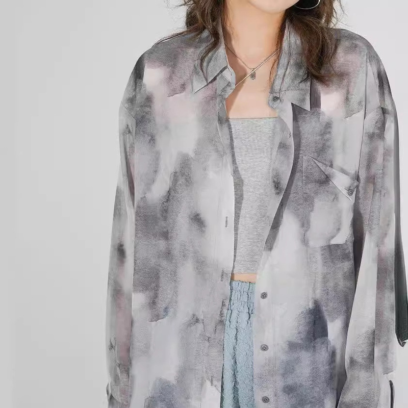 Eighthmouth Ink Shirt for Women 2024 Summer Thin Top Design Niche Sun Protection Shirt for Women