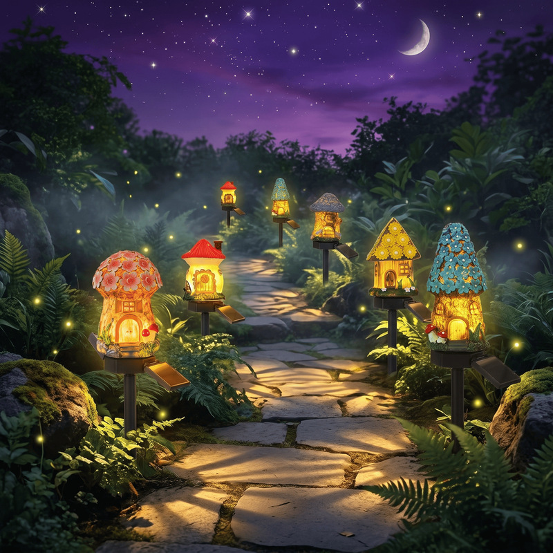Cross-Border Solar Resin Lamp Mushroom House Garden Light Outdoor Camping Light Decorative Atmosphere Light Ground Plug Light Cross-Border Solar Resin Lamp Mushroom House Garden Light Outdoor Camping Light Decorative Atmosphere Light Ground Plug Light