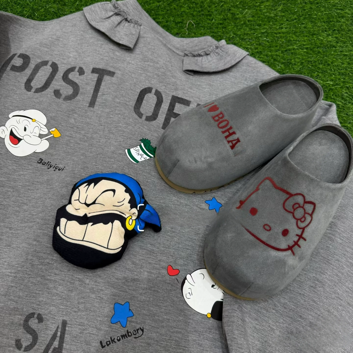【Spot】КТ сапоги для кошки европейские Birkenstock с сумкой, носок-половинки тапочки новая натуральная кожа толстая подошва ленивые люди спортивные полусапоги с одной стороны