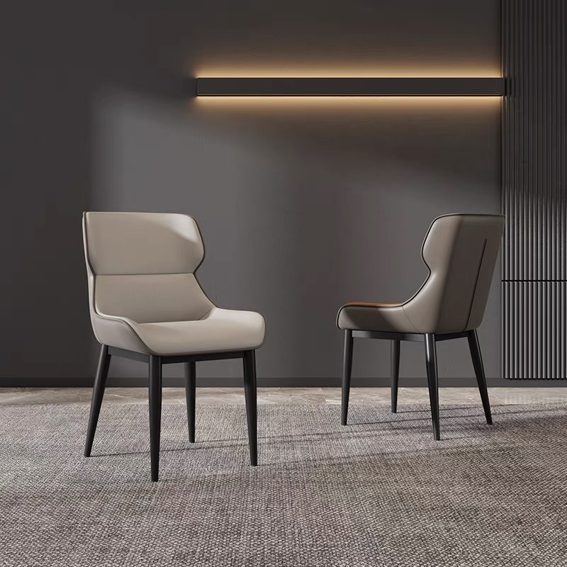 Factory Direct Sales Dining Chairs, Light Luxury and High-End Dining Room Chairs, Home Use Metal Leather Italian Minimalist Dining Table and Chairs