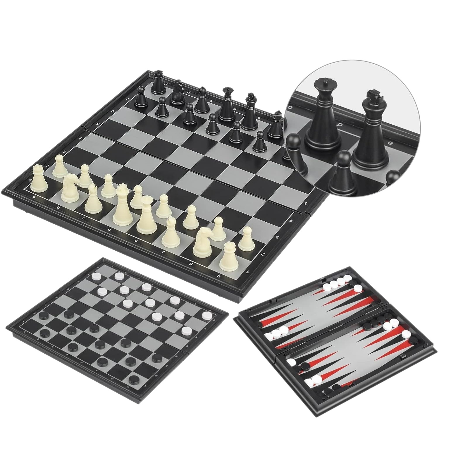 Amazon plegable magnético puzzle infantil ajedrez magnético plegable 3 en 1 juegos de mesa para adultos juguetes para niños