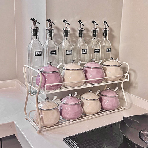 Taro purple seasoning box household combination light luxury ceramic seasoning jar household kitchen supplies seasoning bottle set wholesale