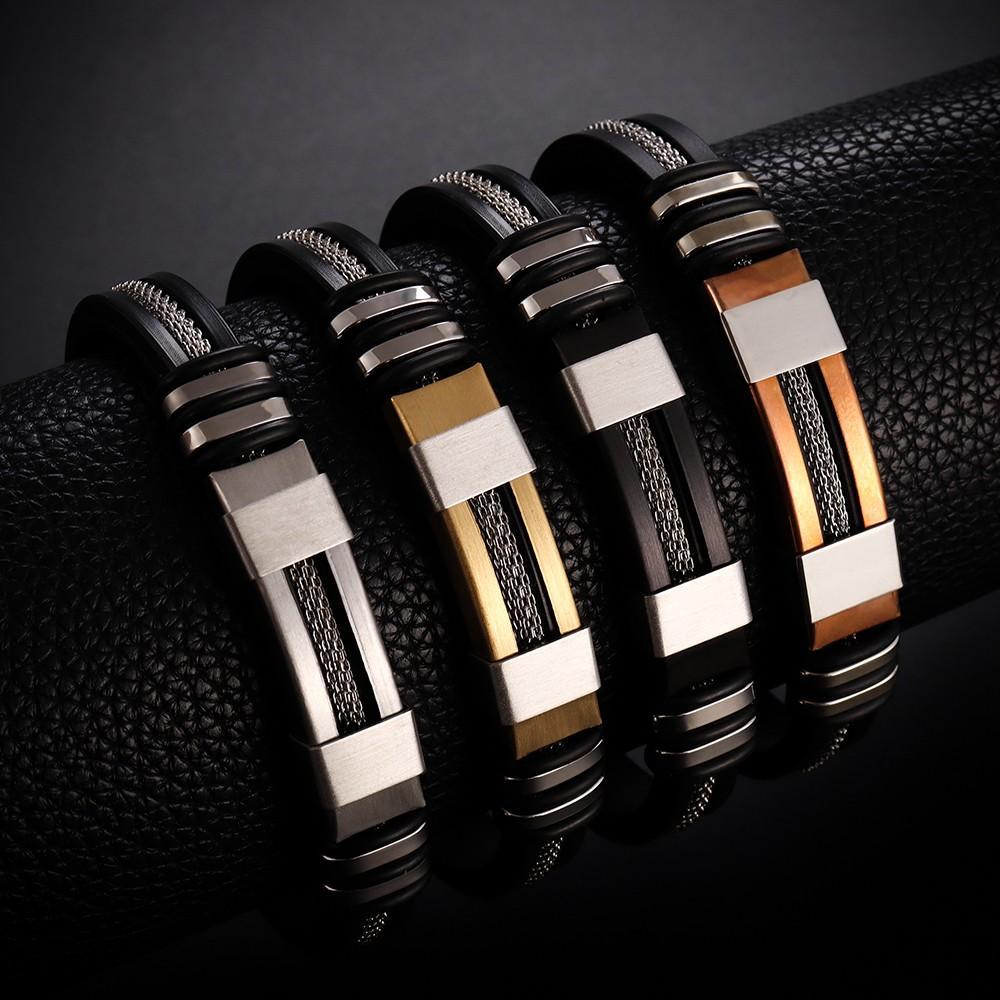 Cross-Border Temu Hot-Selling Stainless Steel Metal Braided Mesh Bracelet, Personalized Simple Men's Silicone Bracelet, Wholesale