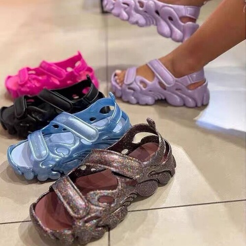 Melissa women's shoes 2024 new Melissa summer sandals open-toe hollow Roman platform thick-soled beach shoes