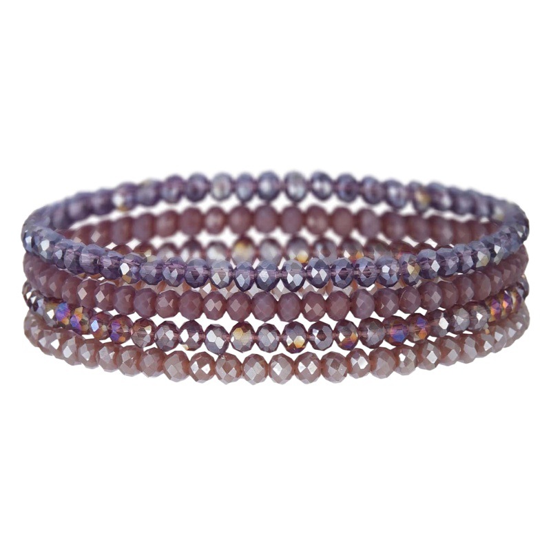 Bohemian Crystal Beaded Multi-layer Stacked Elastic Bracelet Niche Contrast Color Women's Bracelet Set