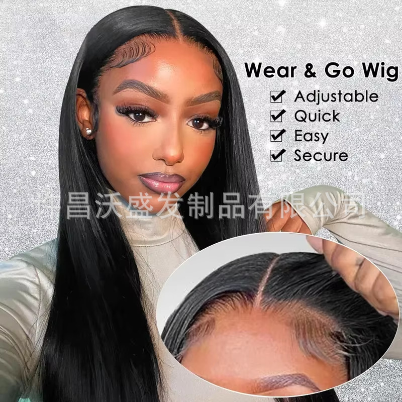 No glue real hair headgear WearAndGo real hair Glueless Wig 4x 6 13X4 factory direct sale