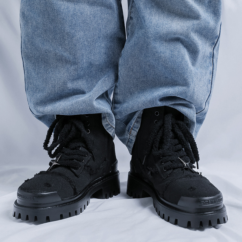 Casual Men's Height-increasing Motorcycle Boots British Style_voghion.com