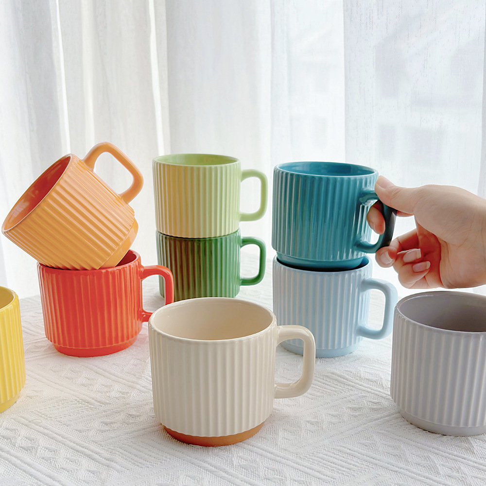 Taza de Cerámica Apilable Vertical de Gres Porcelánico, Diseño Apilable, Resistente a Altas Temperaturas, para Hogar