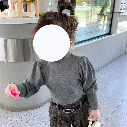 Spring and Autumn Style Girls' Stylish Base Shirt Autumn Children's Apparel Long-Sleeve T-Shirt Fall Children's Bubble Sleeve Top t0128