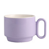 Warm cup purple flat coffee cup creative handle logo ceramic gift cup milk breakfast cup