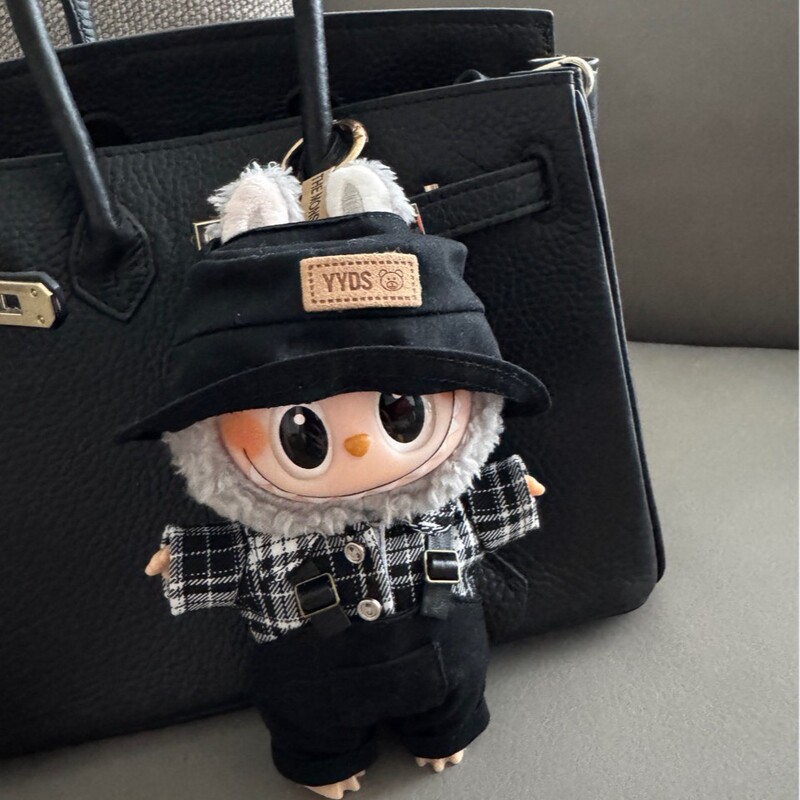 LABUBU拉布布衣服坐坐派对心动马卡龙17厘米15cm搪胶挂件帽子衬衫|undefined