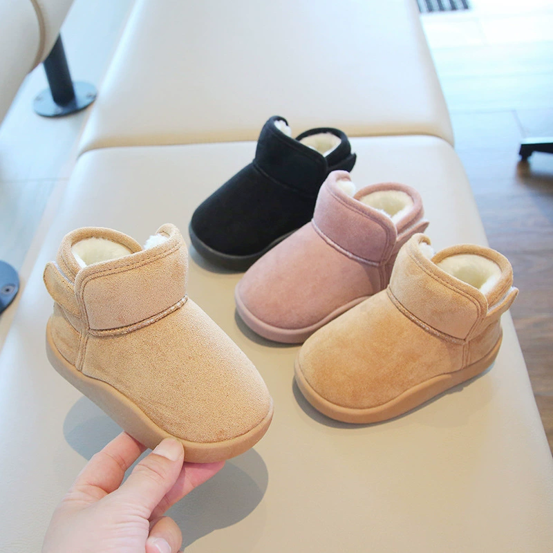 Детские зимние сапоги 2025 года для мальчиков и девочек, утепленные, на флисовой подкладке, теплые хлопковые сапоги, нескользящие, утолщенные и теплые.