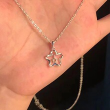 镂空灵动小星星项链女锆石微镶小众冷淡风毛衣锁骨链