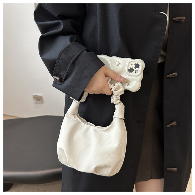 2024 Autumn/Winter ins solid-color stylish handbag with underarm pleats, a gentle Korean-style single-shoulder bag for women undefined
