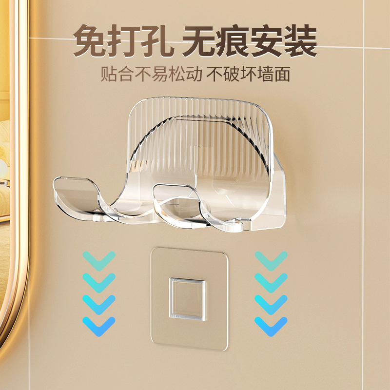 Estante de secador de pelo personalizado Pegatinas sin perforación Soporte de tubo de aire de baño Soporte de pared de baño Soporte de secador de pelo