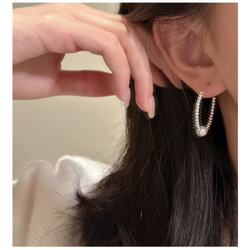 1 Par Plata De Ley 925 Ronda Pendientes De Aro display picture 2