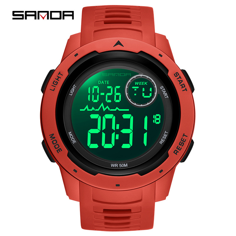 Sanda2188 reloj electrónico de pantalla única tendencia de moda coreana luz nocturna despertador impermeable reloj electrónico 2188