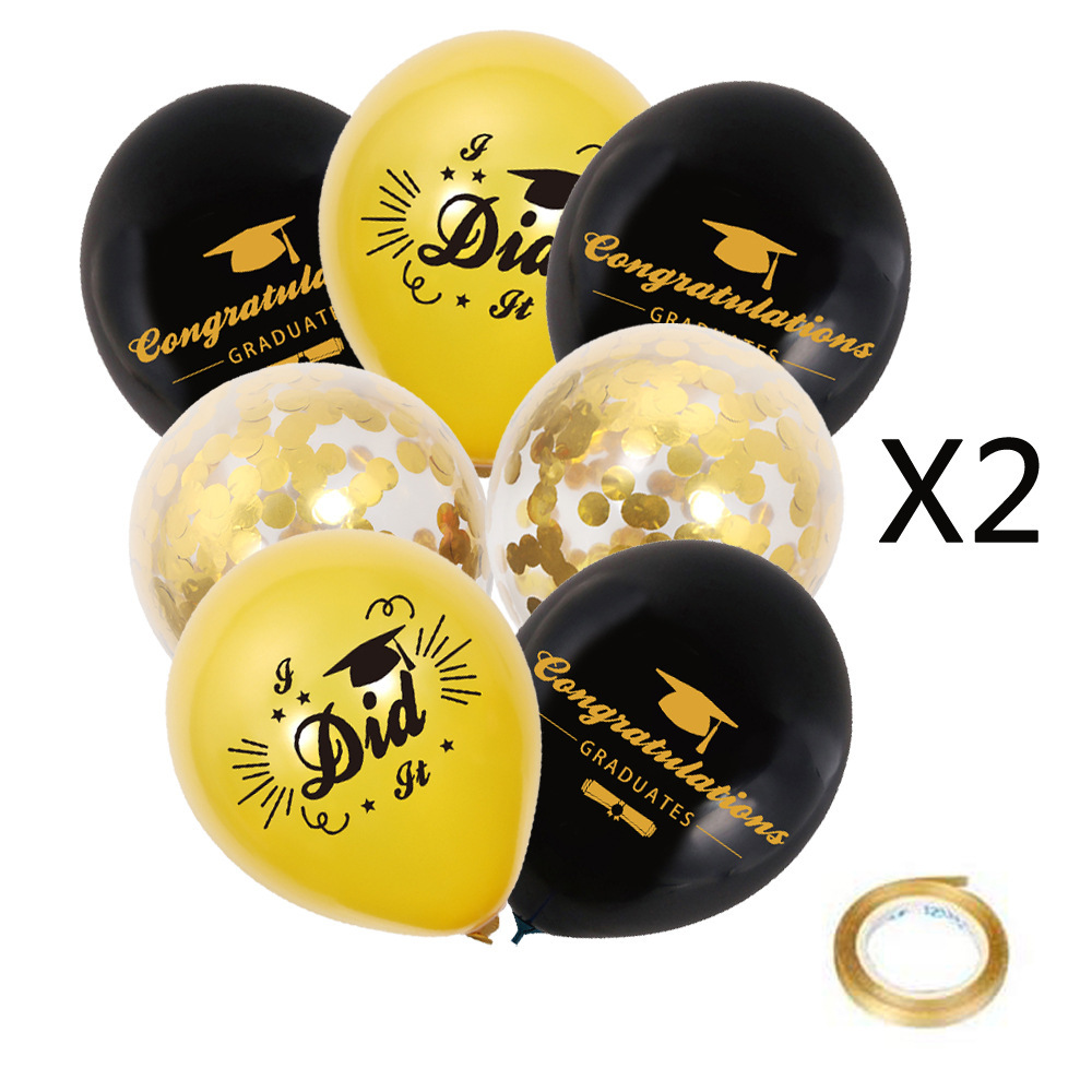 14-piece cross-border graduation season party decoration balloon set 12-inch 2.8g thick sequined graduation balloons