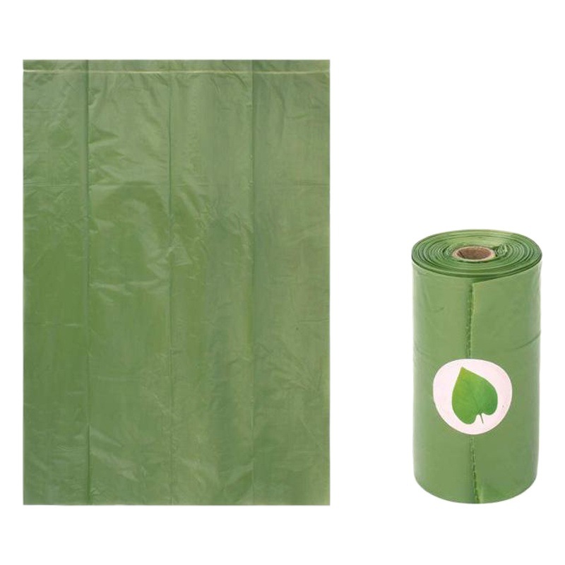 Amazon Venta caliente PET suministros protección del medio ambiente bolsa de basura PET bolsa de basura degradable perro bolsa de baño 1,5 seda