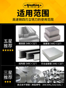 High-Speed Steel End Mill, White Steel Wash Knife, Aluminum Alloy Cnc Machine Tool Straight Shank Milling Cutter, Metal Iron Four-Blade Tool