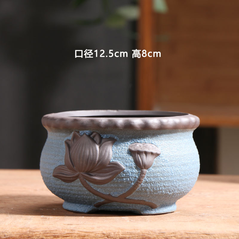 Azul burbuja esmalte maceta de cerámica carne especial balcón casero cerámica gruesa cerámica especial maceta de cerámica al por mayor